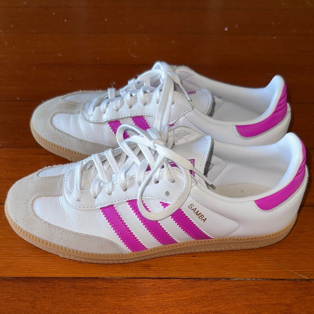 Adidas Women's Samba White and Pink Sneakers